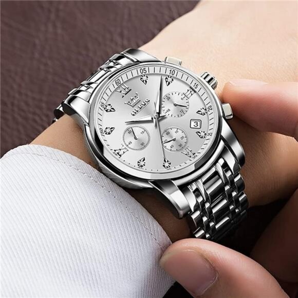 Men Multifunction Watch, Multi Dial Waterproof Luminous Chronograph Men's - Picture 2 of 6